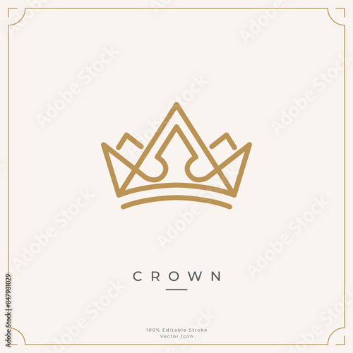 Minimalist crown logo icon template. Simple crown icon symbol