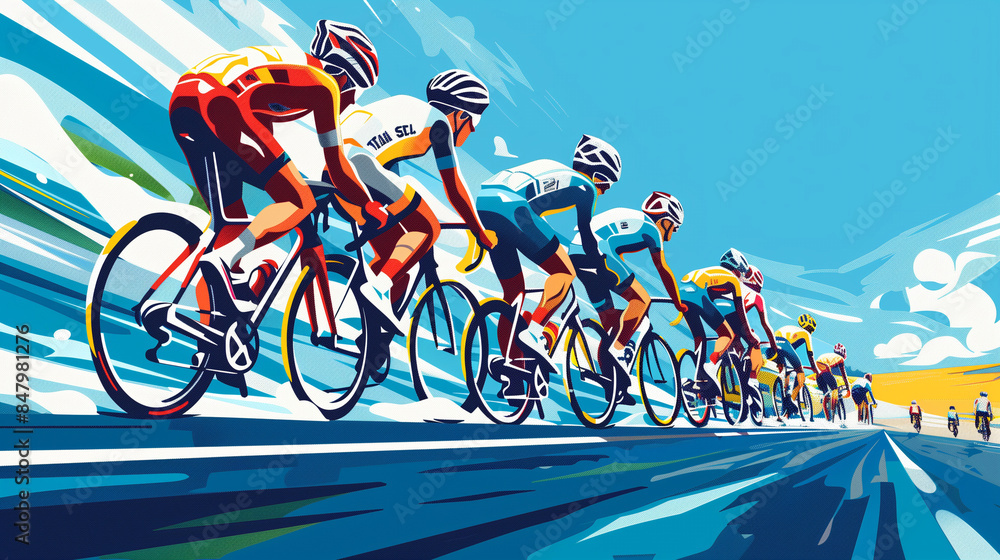 Fototapeta premium Cyclists racing on the road