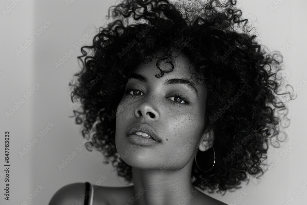 Simple photo of a woman with soft curls, set against a clean, neutral background, Simple photo of a woman with soft curls, set against a clean, neutral background,