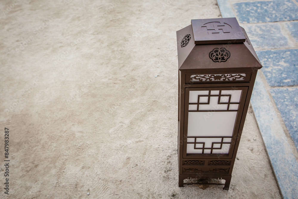 Jongno-gu, Seoul, South Korea. Traditional ground lantern in front of Geungjeongjeong Hall in Gyeongbokgung Palace