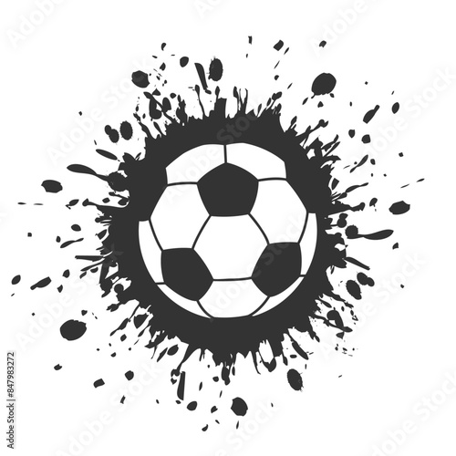 Illustration of a soccer ball with a black grunge spot on a white background