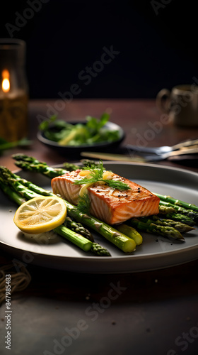Japanese salmon fillet food photography poster background