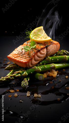 Japanese salmon fillet food photography poster background