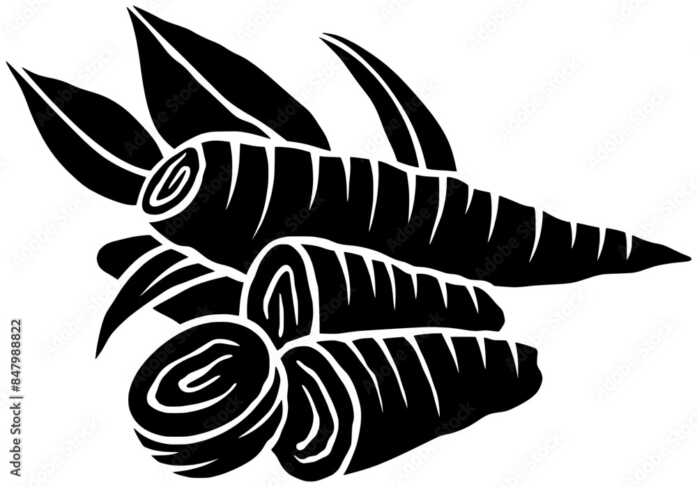 Cassava Illustration Food Silhouette Tropical Logo Tapioca Icon Root Outline Plant Nature Manioc 4213