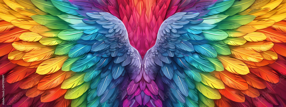 Obraz premium Rainbow Wings: The Essence of Colorful Freedom