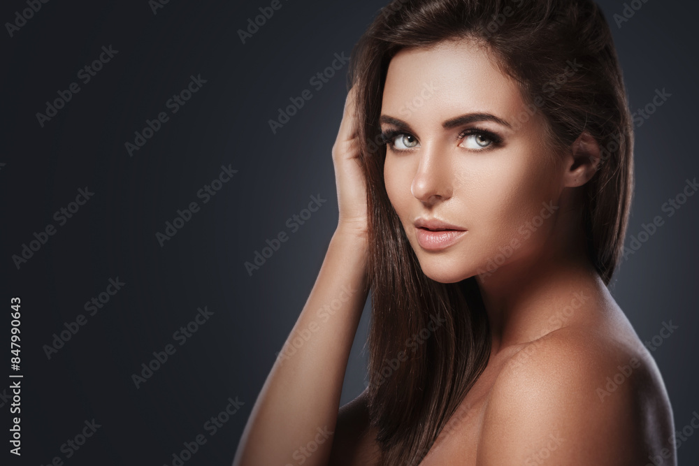 Studio Portrait of a Woman with Perfect Skin and Healthy Hair Studio Portrait of a Woman with Perfect Skin and Healthy Hair