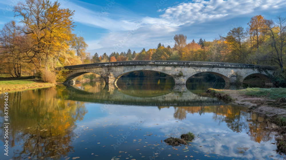 Autumn landscape with historic bridge in Lower Bavaria, Germany Autumn landscape with historic bridge in Lower Bavaria, Germany