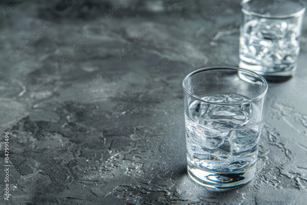 Glass of contaminated water on a grey textured background Glass of contaminated water on a grey textured background