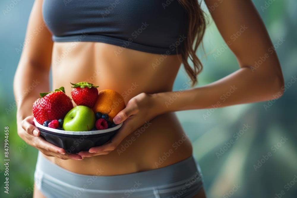 Fit Young Woman in Sports Bra Smiling Fit Young Woman in Sports Bra Smiling