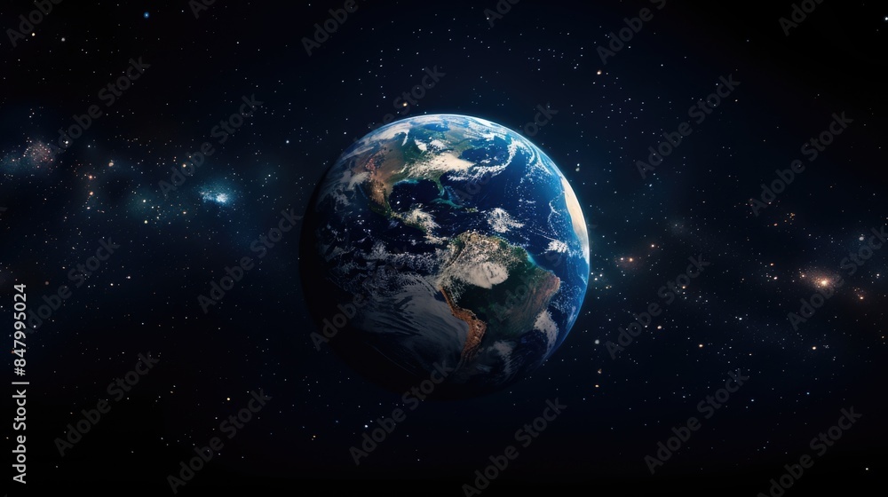 Earth in Outer Space with Stars and Nebula Earth in Outer Space with Stars and Nebula