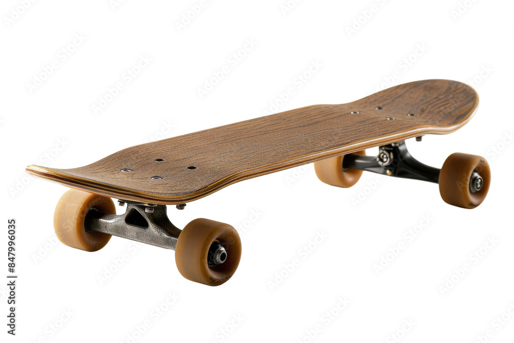 Wooden Skateboard Isolated on Black Background Wooden Skateboard Isolated on Black Background