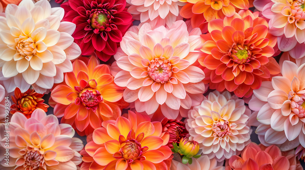 A Tapestry of Autumn Dahlias in Vibrant Hues A Tapestry of Autumn Dahlias in Vibrant Hues