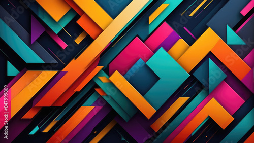Ai generated. Illustration. Abstract background with vibrant geometric patterns for a dynamic and modern look. Bright colors and angular shapes. modern and bold look. for web design, advertising banne