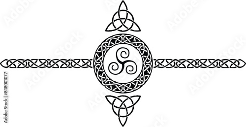 Celtic Pattern Circle Header with Triskelion and Triquetra
