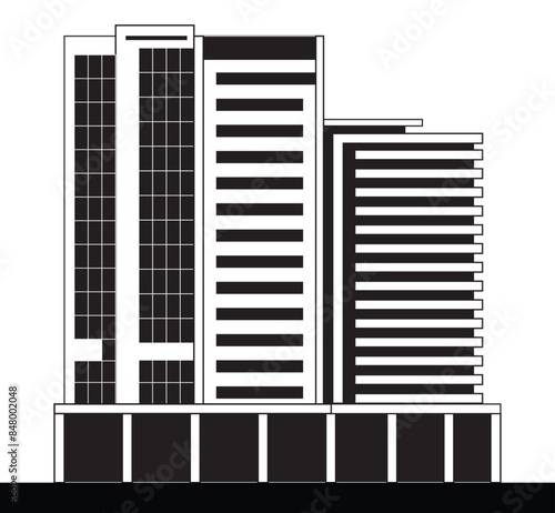 A vector silhouette art of The Renaissance Tower in Lagos, featuring its striking architecture with precise lines, perfect for modern decor or architectural enthusiasts