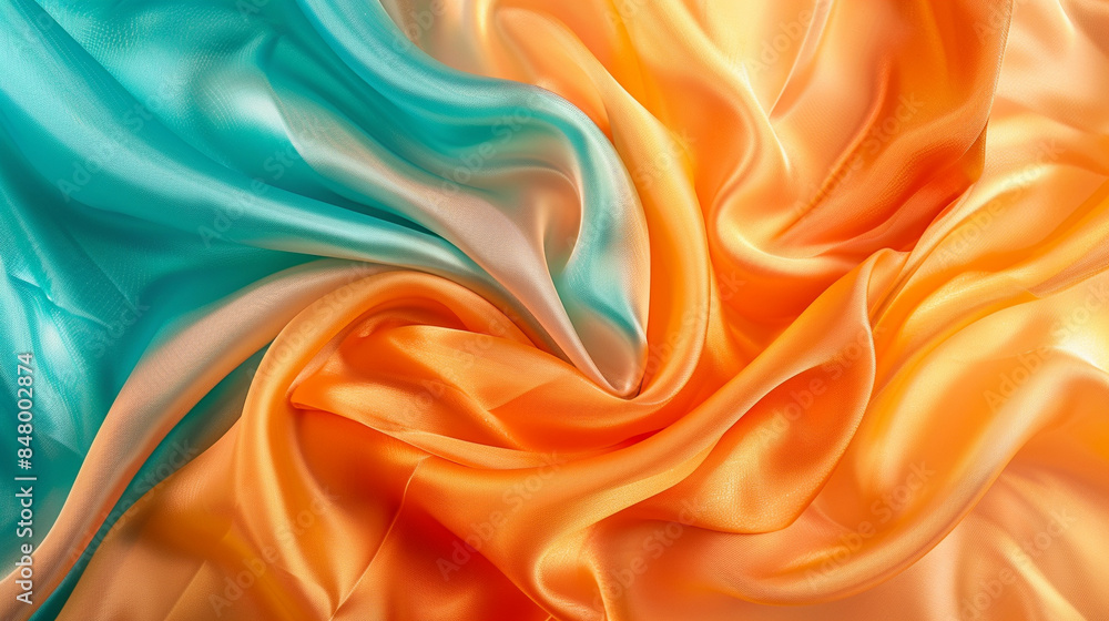 Obraz premium Orange and Cyan silk background 