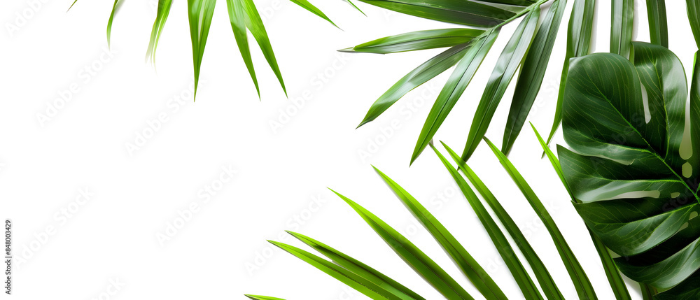 Fototapeta premium green tropical leaves isolated png transparent background
