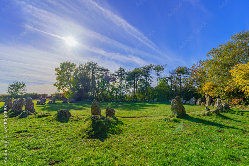Rollright Stones, Neolithic stone circle, in the Cotswolds