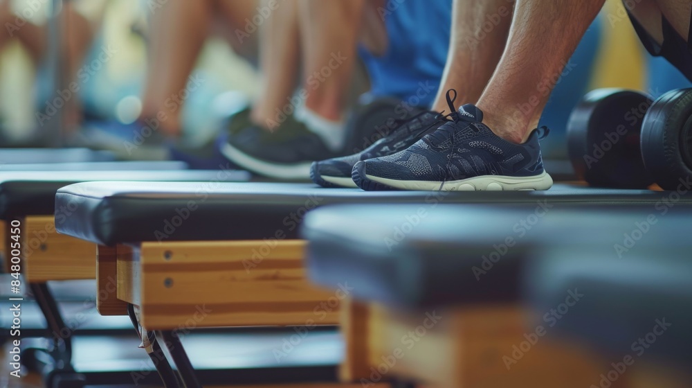 Focused man using Pilates reformer in studio showcasing fitness and concentration Focused man using Pilates reformer in studio showcasing fitness and concentration