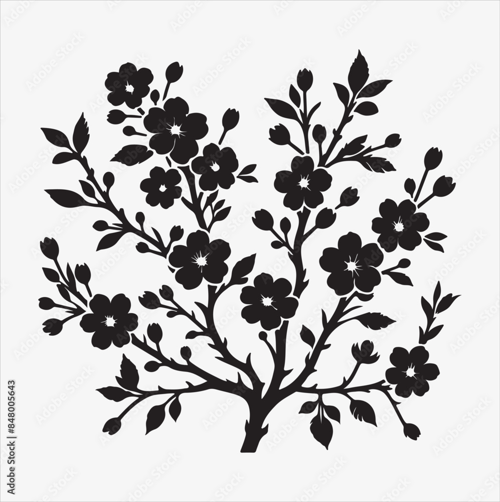 cherry blossom flower silhouette art illustration