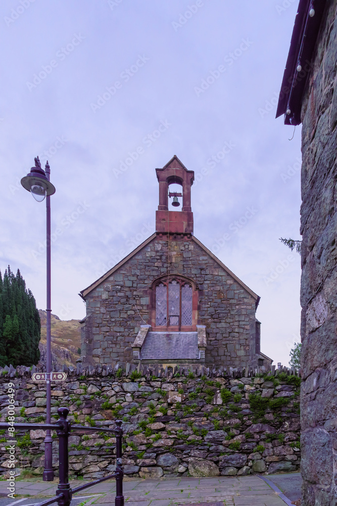 Sunset view of the town Blaenau Ffestiniog