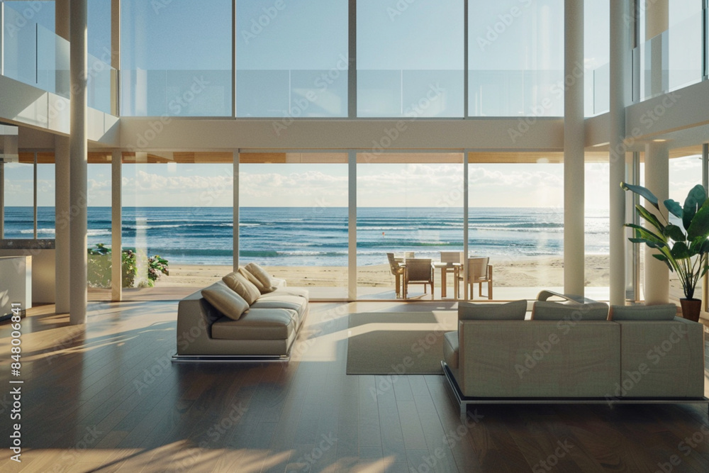 Fototapeta premium modern living room with open window