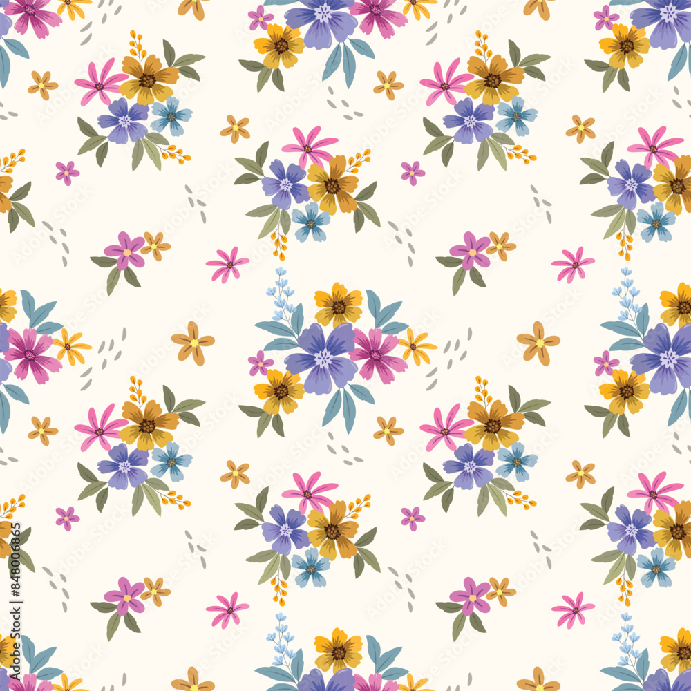 Cute colorful small flowers seamless pattern. Elegant template for fashion prints. seamless design for fabric textile wallpaper. Cute colorful small flowers seamless pattern. Elegant template for fashion prints. seamless design for fabric textile wallpaper.