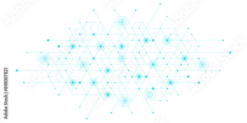 Modern health care or medical background design. Health care innovation concept. Horizontal header web banner. Abstract geometric background with hexagon shapes for medicine, science, chemistry.