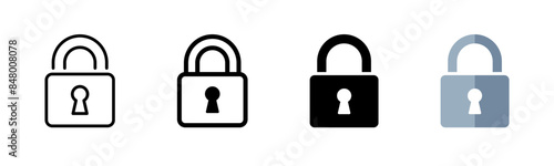 Lock icon set. Padlock vector illustration. Security symbol. Safety pictogram. Protection sign. Password symbol. Privacy icon. Access element.