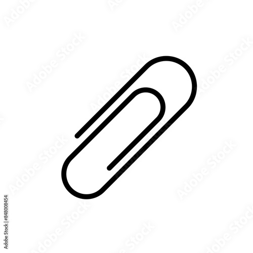 Paper clip icon. Attach button. Fastener symbol. Office clamp vector illustration. Paper clip pictogram.