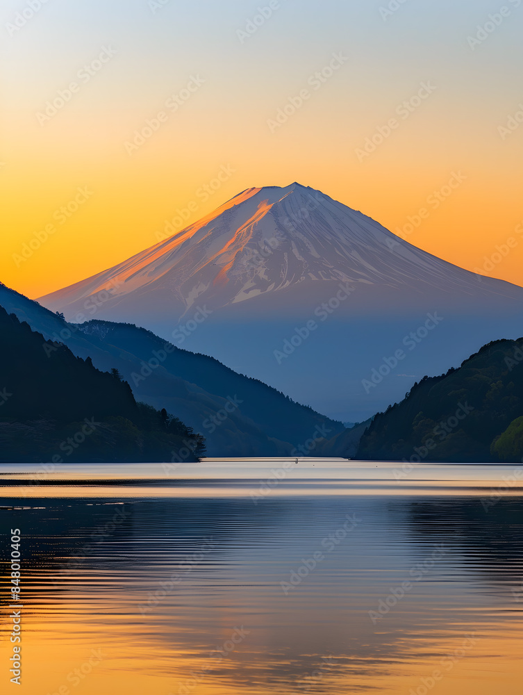 Fujiyoshida, Japan Beautiful view of mountain Fuji and Chureito pagoda at sunset Fujiyoshida, Japan Beautiful view of mountain Fuji and Chureito pagoda at sunset