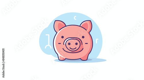 Piggy bank line icon. Clipart image isolated on whi