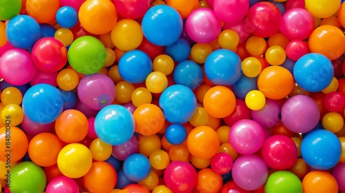 Thousands of different size small balls of various bright colors background texture © robfolio