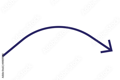 Red long curved arrow sign, icon for business or web button decoration in isolated. Vector illustration