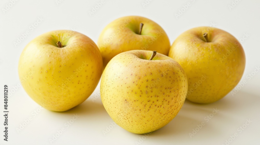 Fresh Yellow Apples Group on White Background. Apples of the Month Golden Delicious Fresh Yellow Apples Group on White Background. Apples of the Month Golden Delicious
