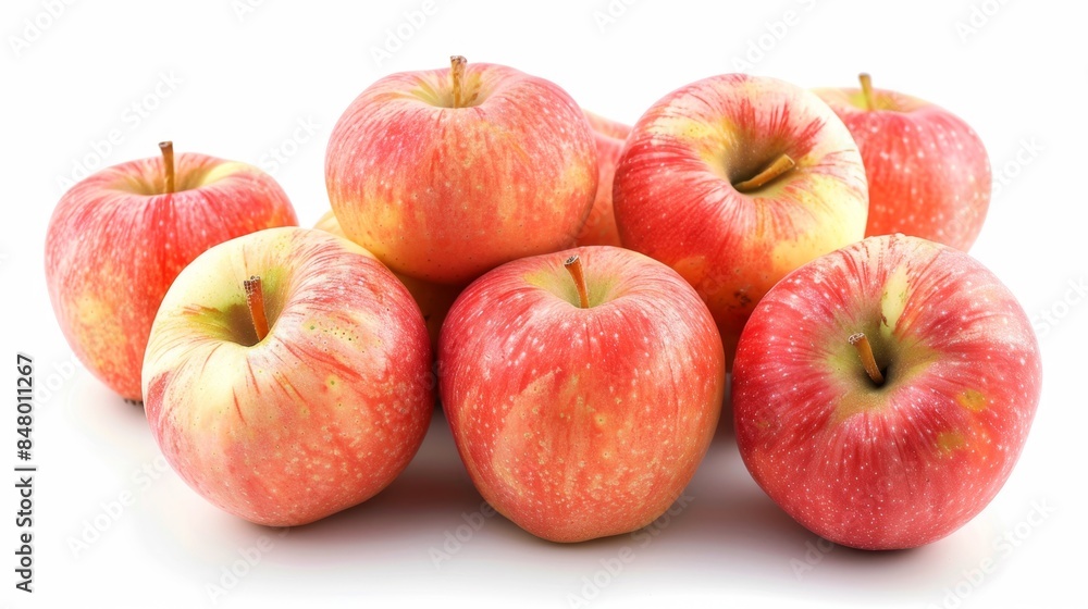 Apples of the variety Mutsu. Group of fresh red and yellow apples on white background Apples of the variety Mutsu. Group of fresh red and yellow apples on white background