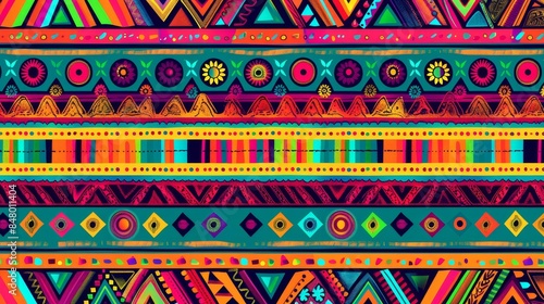 Colorful abstract pattern with geometric shapes Viva Mexico, Day of the dead or Cinco de Mayo photo
