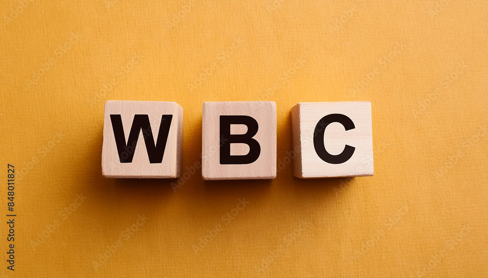 Wood cubes with abbreviation text WBC. White Blood Cells; World Boxing Council. Top view. Wood cubes with abbreviation text WBC. White Blood Cells; World Boxing Council. Top view.