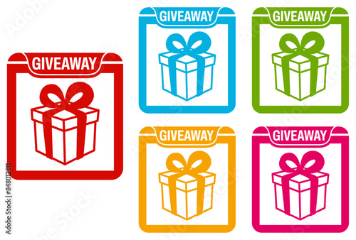 Set collections trendy colorful giveaway icon sign. social media free gift labels design template Vector illustration