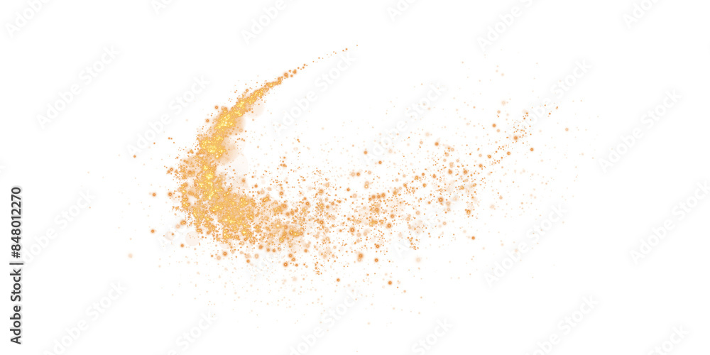 Golden dust, sparks and golden stars shine with special light. Trace of speed lines. Christmas light effect. Sparkling magic dust particles. PNG.
Golden dust, sparks and golden stars shine with special light. Trace of speed lines. Christmas light effect. Sparkling magic dust particles. PNG.