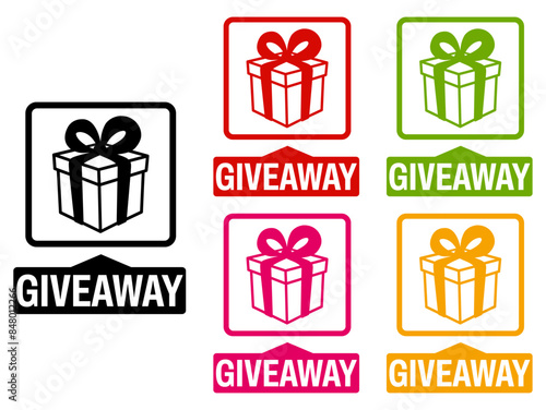 Set collections trendy colorful giveaway icon sign. social media free gift labels design template Vector illustration