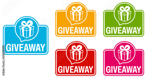 Set collections trendy colorful giveaway icon sign. social media free gift labels design template Vector illustration