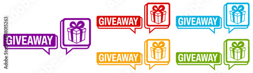 Set collections trendy colorful giveaway icon sign. social media free gift labels design template Vector illustration