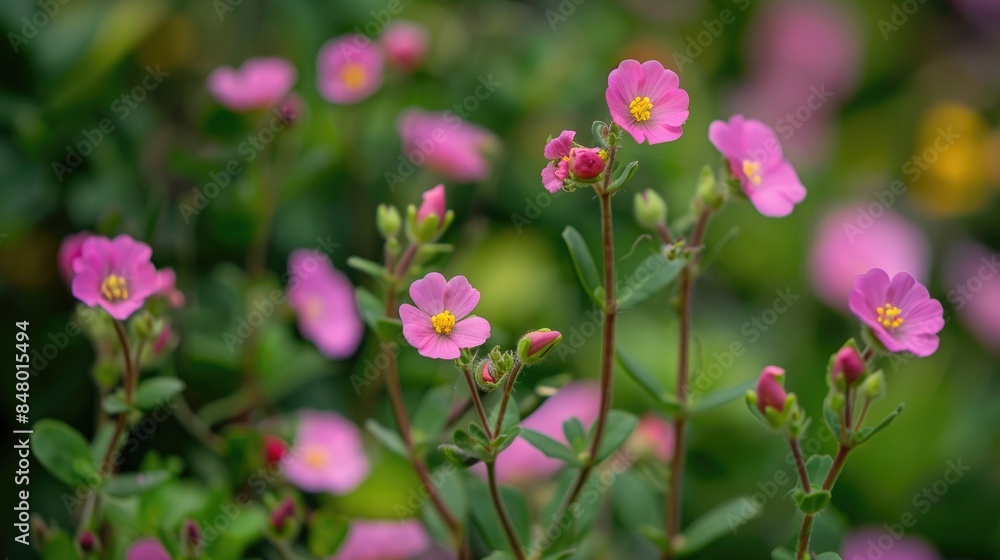 The garden displays lovely flowers of Common Purslane The garden displays lovely flowers of Common Purslane