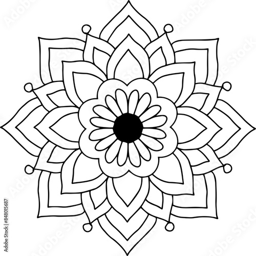 oriental mandala line art coloring book page