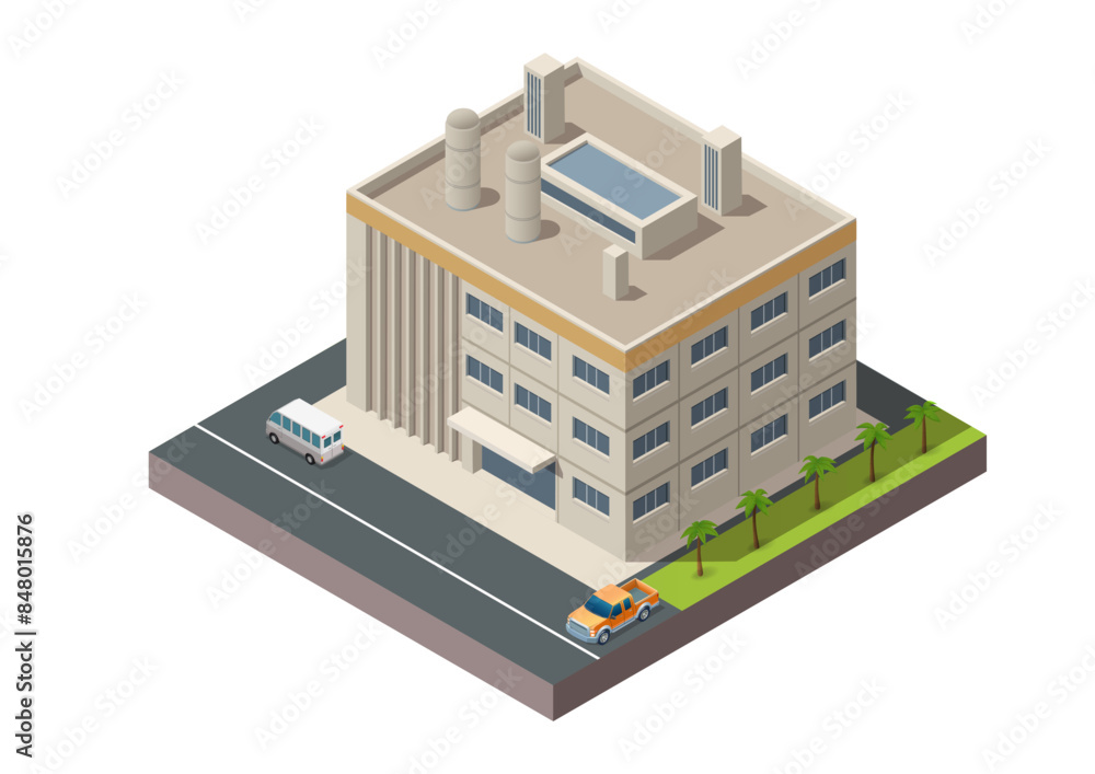 Modern Isometric Industrial Building Modern Isometric Industrial Building