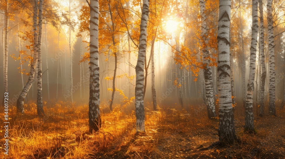 Autumn Glow in the Birch Forest AI generated Autumn Glow in the Birch Forest AI generated