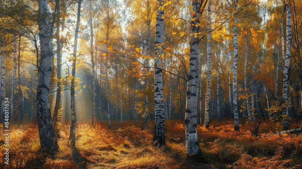 Autumn Glow in the Birch Forest AI generated Autumn Glow in the Birch Forest AI generated