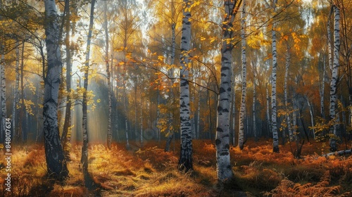 Autumn Glow in the Birch Forest AI generated © Lisa_Art