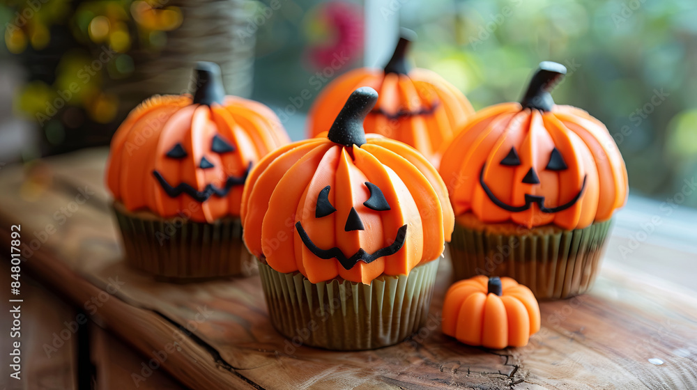 Cupcakes shaped like cute pumpkins Cupcakes shaped like cute pumpkins